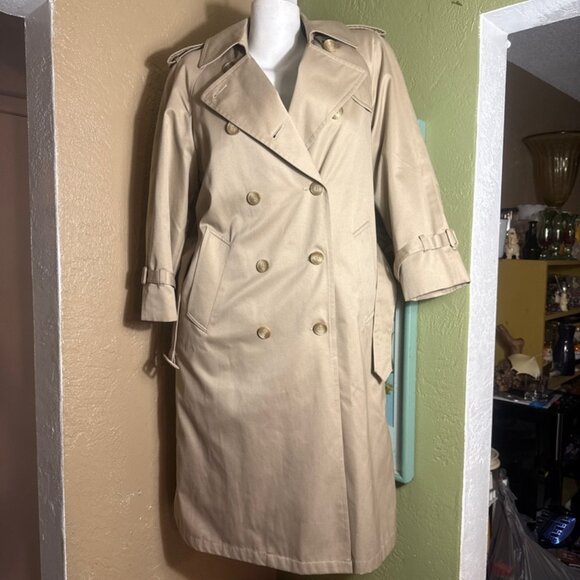 Vintage 80s London Fog Classic Khaki Trench Coat | Removable Plaid Liner | 6 Pet - Picture 1 of 7